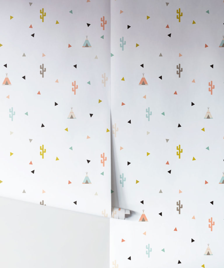 Teepee & Cactus Kids Wallpaper