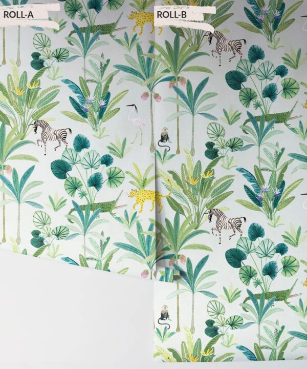 Jungle Wallpaper, Animal Kingdom Cream by Bethany Linz