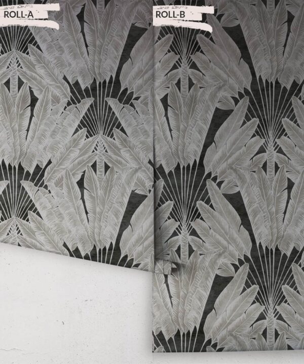 Travelers Palm Wallpaper - Colorway: Charcoal