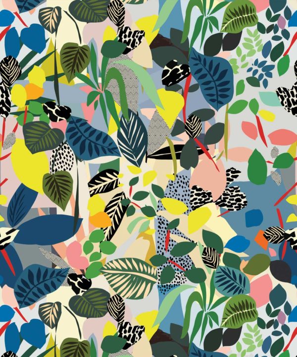 Hockney Wallpaper featuring modern colourful overlapping plants