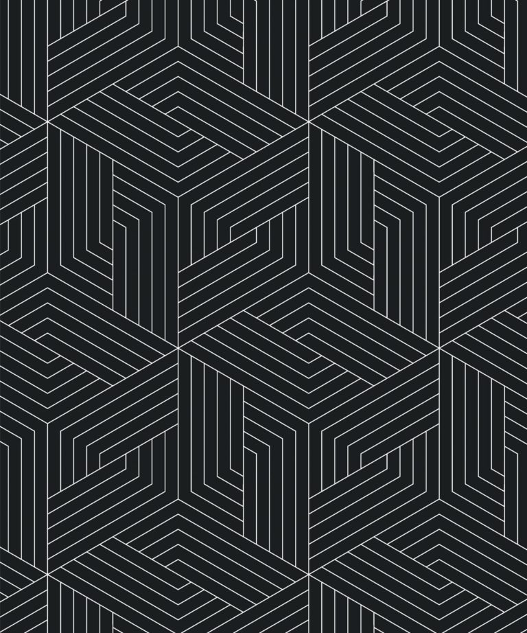 Matte Black Geometric Illusions Wallpaper • Geometric Wallpaper • Milton & King