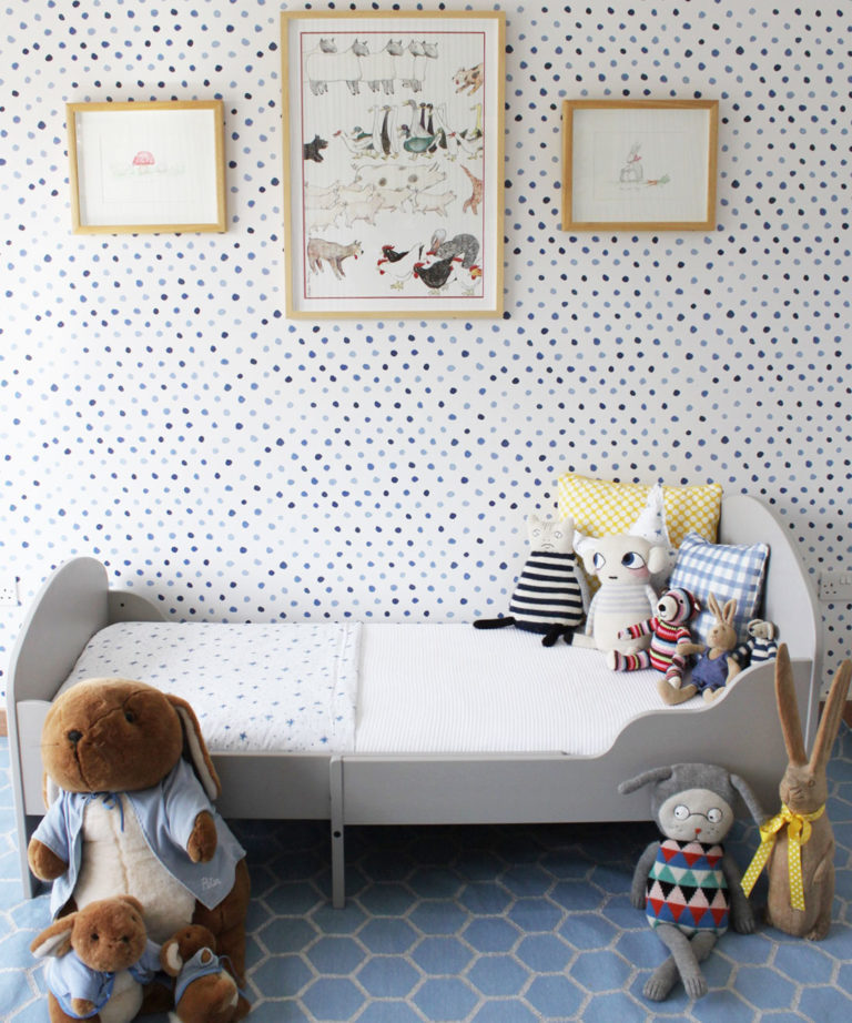 Dibba Dots • Georgia MacMillan • Blue Dotty Wallpaper • Milton & King UK