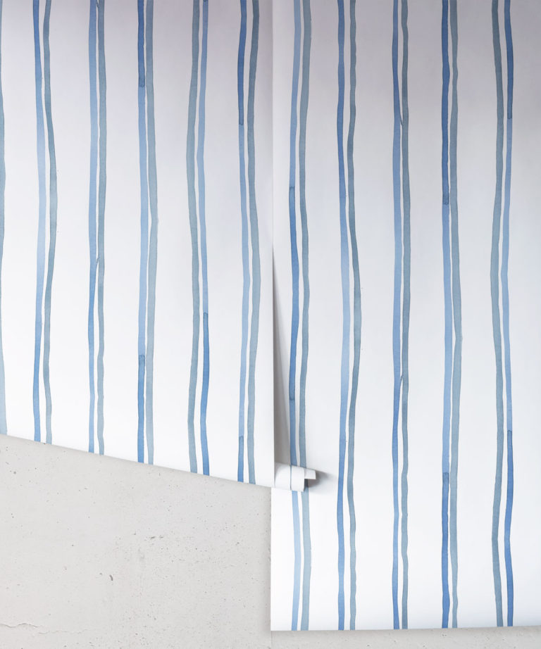 Double Inky Stripe • Striped Wallpaper • Blue Striped Wallpaper Rolls • Georgia MacMillan • Milton & King UK