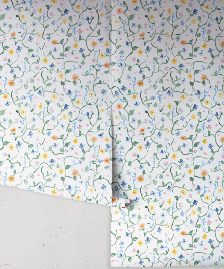 Wild Garden • Dainty Floral Wallpaper • Milton & King UK • Georgia MacMillan • Childrens Wallpaper • Nursery Wallpaper