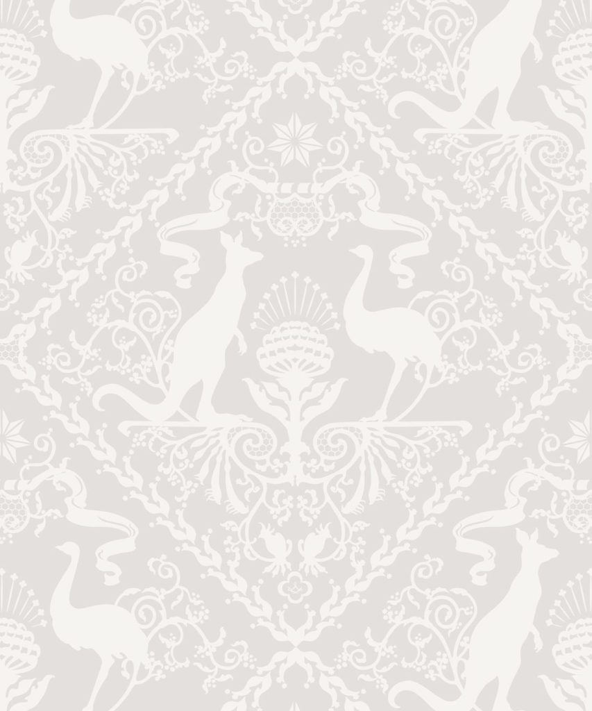 In Australia We Trust Bondi • Australian Wallpaper • Australian Coat of Arms • Milton & King UK • Grey Wallpaper