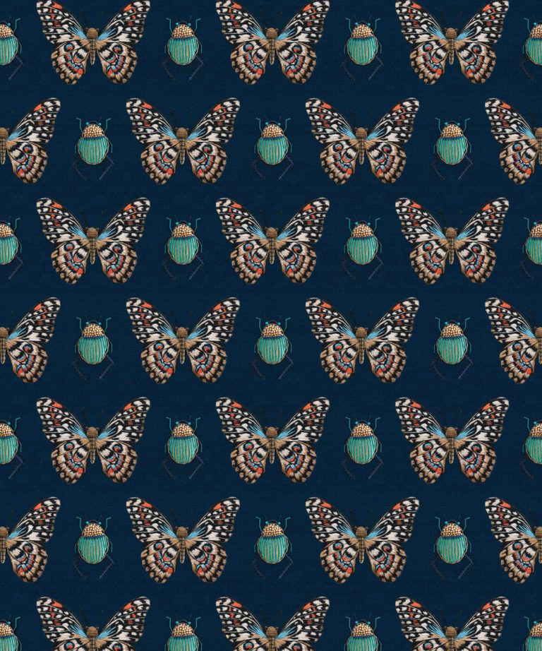 Beetle & Butterfly Wallpaper • Milton & King USA • Swatch