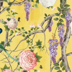 Empress Wallpaper • Romantic Wallpaper • Floral Wallpaper • Chinoiserie Wallpaper • Honey Yellow colour wallpaper swatch