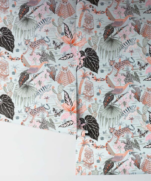 Yucatan Wallpaper featuring Leopards, Iguanas, and Mayan ruins Chichén Itzá • Neutral • rolls