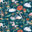 Pond Pattern Wallpaper featuring alligators, swans, flamingos and lily pads • Dark •swatch