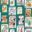 Seed Packets Wallpaper featuring watermelon, carrot, beet, beans, poppy, daisy • Teal • swatch