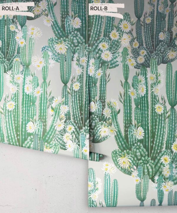 San Pedro Wallpaper Green • Cactus Wallpaper • Succulents Wallpaper • Desert Wallpaper Rolls