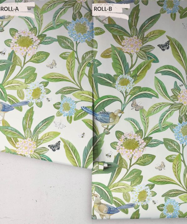 Summer Garden Wallpaper • Floral Wallpaper • ivory Wallpaper • Rolls