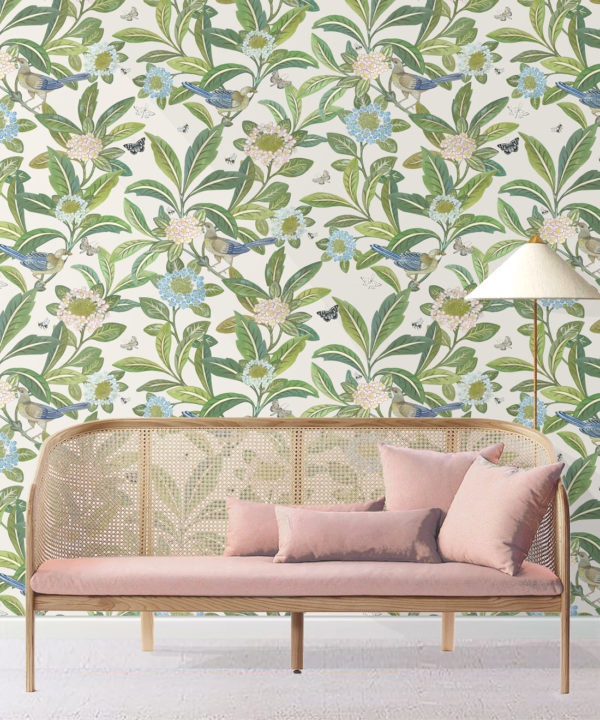 Summer Garden Wallpaper • Floral Wallpaper • ivory Wallpaper • Insitu