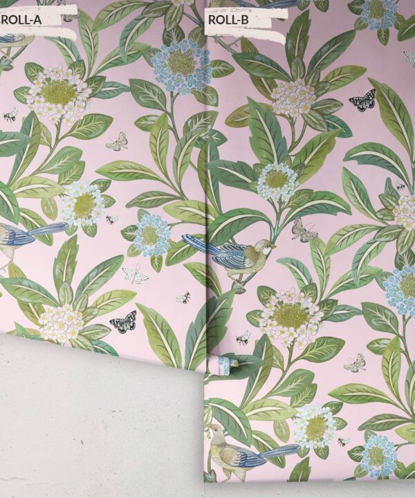 Summer Garden Wallpaper • Pink Wallpaper • Floral Wallpaper Rolls