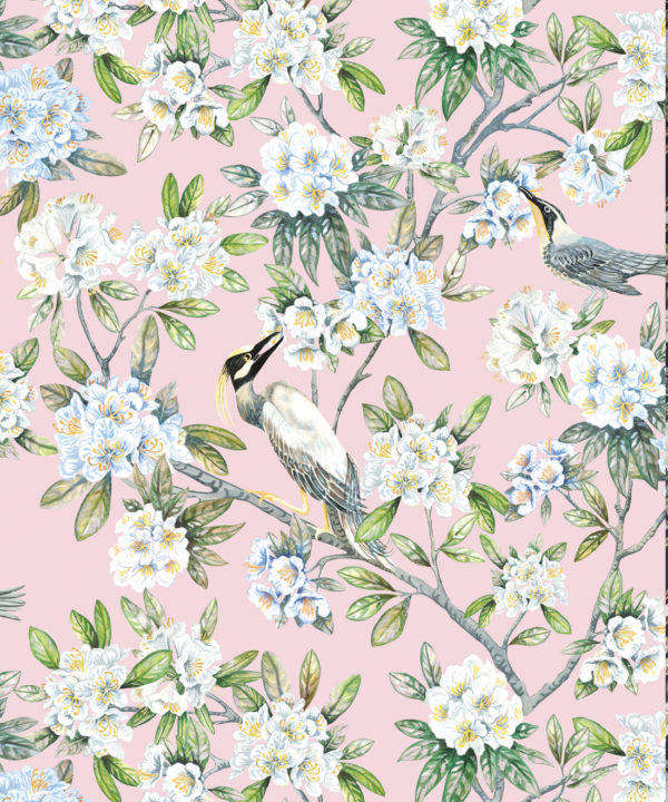 Victoria Wallpaper • Floral Wallpaper • Pink Wallpaper • Swatch