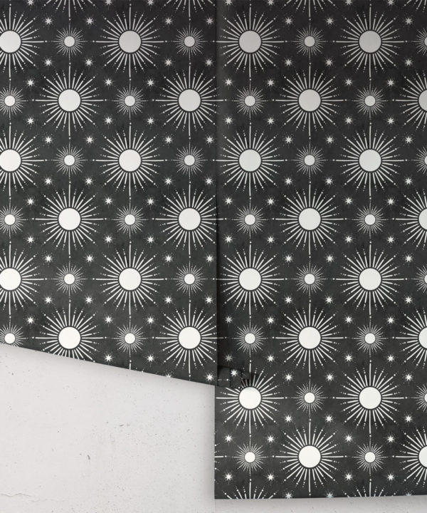 Sun Light Star Bright Wallpaper • Charcoal • Rolls