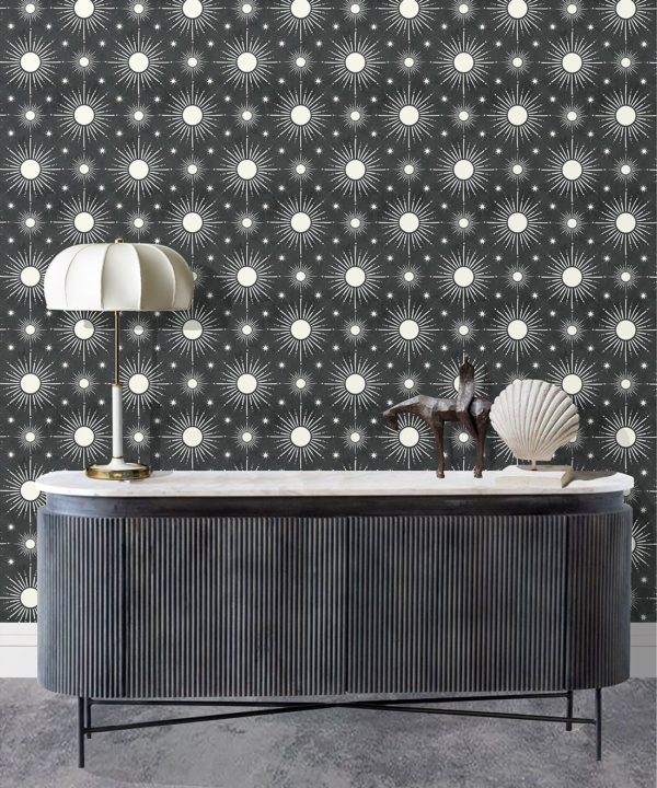 Sun Light Star Bright Wallpaper • Charcoal • Insitu