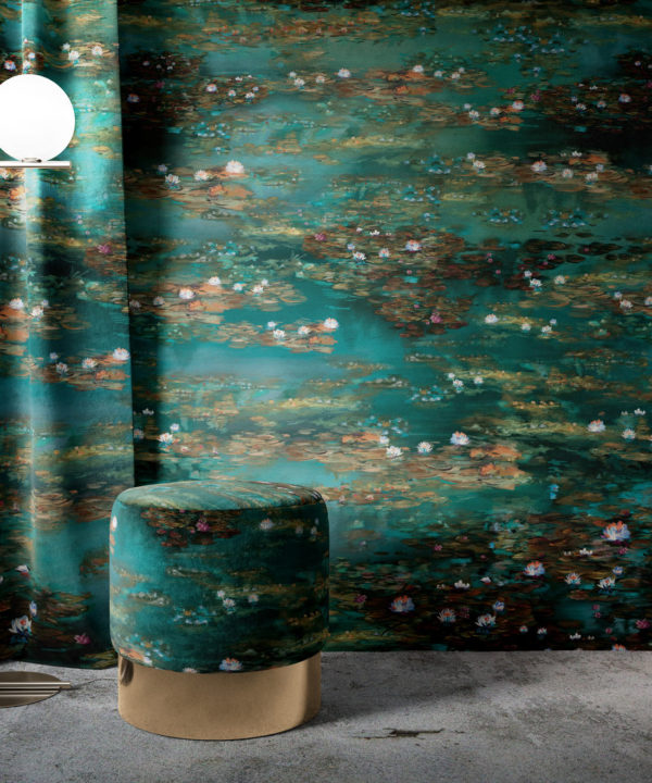 Water Lillies Wallpaper • Abstract Wallpaper • Dreamy Wallpaper • Teal Wallpaper • Insitu