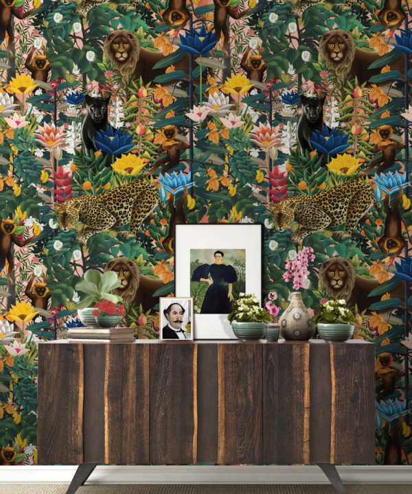 The Jungle Wallpaper • Animal Wallpaper • Botanical Wallpaper • Coral Wallpaper • Insitu