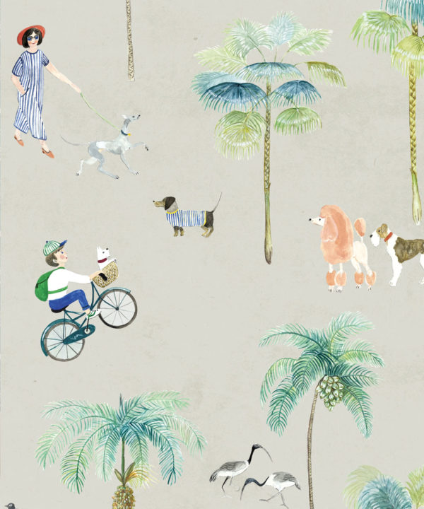 At The Dog Park Wallpaper • Kids Wallpaper • Beige • Swatch