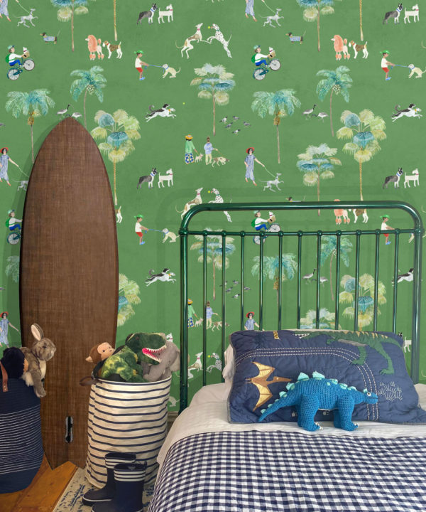 At The Dog Park Wallpaper • Kids Wallpaper • Green • Insitu