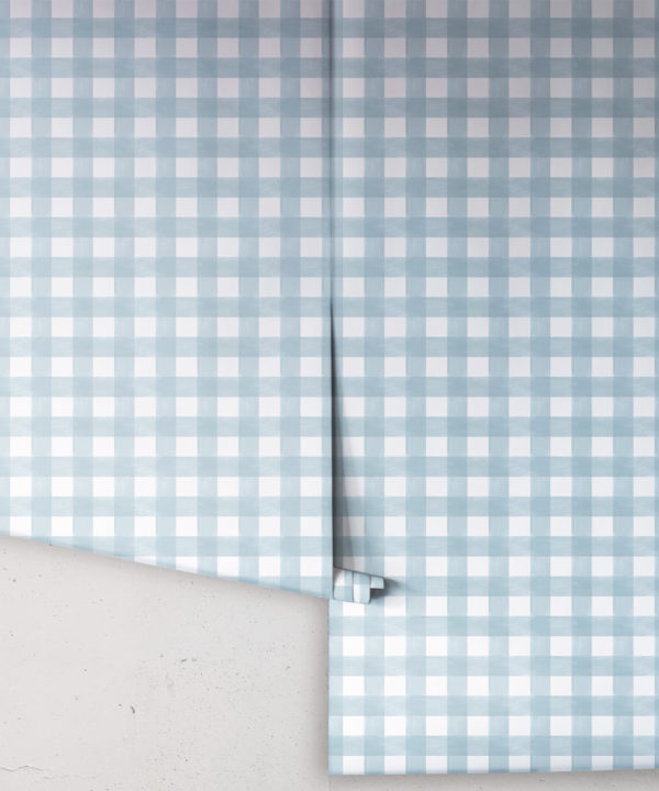 Check Wallpaper • Dusty Blue • Rolls