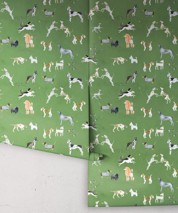 Doggies Wallpaper • Dog Wallpaper • Green • rolls