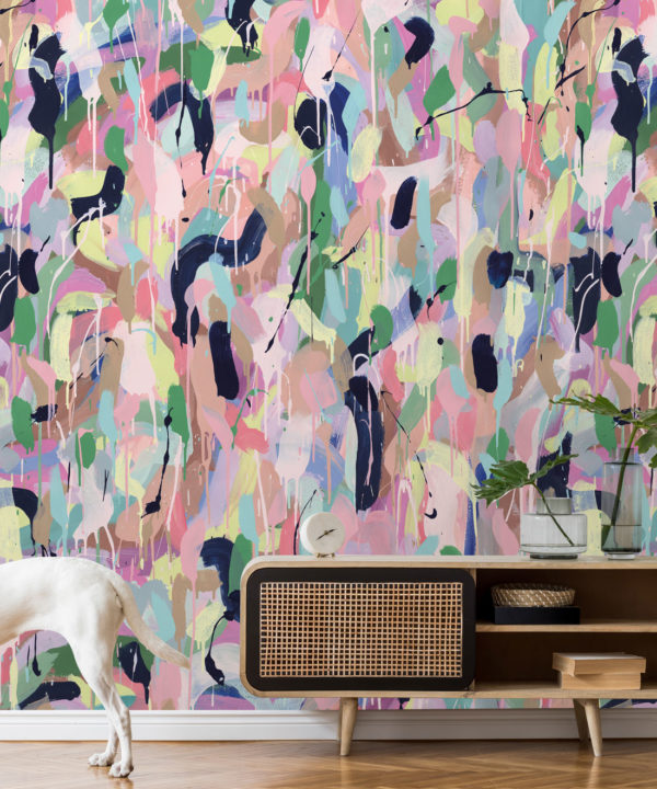 Between Tides Wallpaper • Colourful Painterly Wallpaper • Tiff Manuell • Abstract Expressionist Wallpaper • Close up Insitu