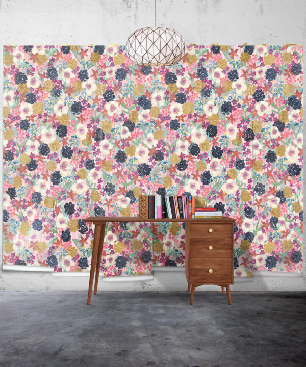 Garden State Wallpaper • Colourful Floral Wallpaper • Tiff Manuell • Abstract Expressionist Wallpaper • Wide Insitu