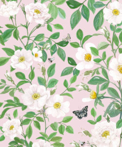 Rosa Wallpaper • Floral Wallpaper • Blush • Swatch