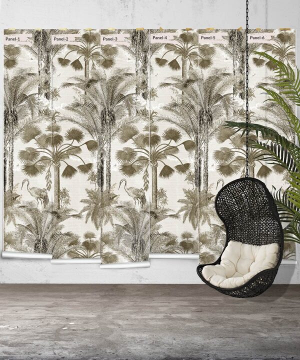 Kerala Palms Mural • Beige • Panels