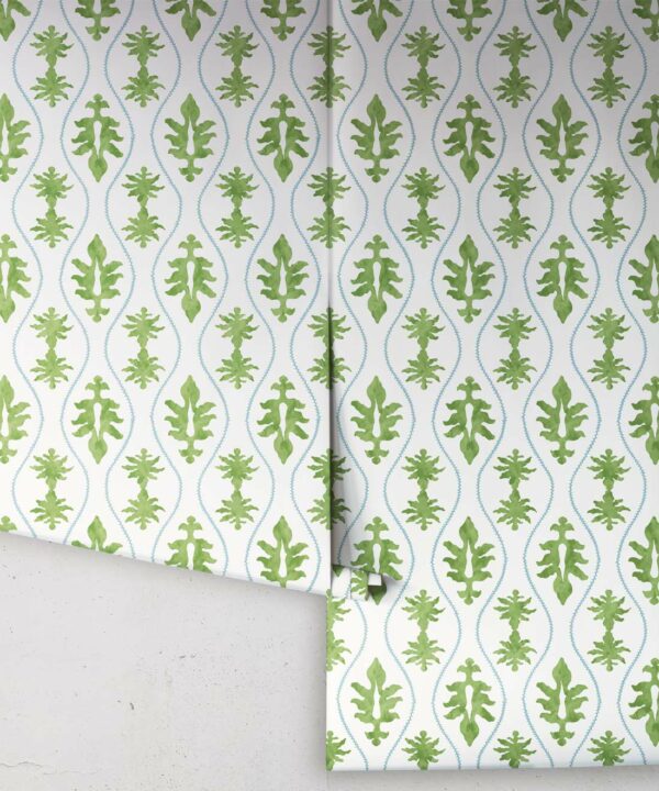 Great Jones Wallpaper • Dianne Bergeron • Moss • Rolls