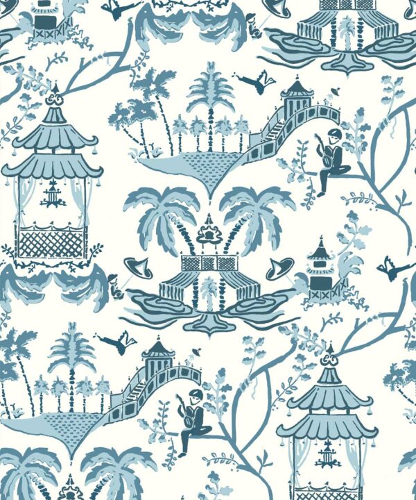 Mulberry Wallpaper • Dianne Bergeron • Prussian Blue • Swatch