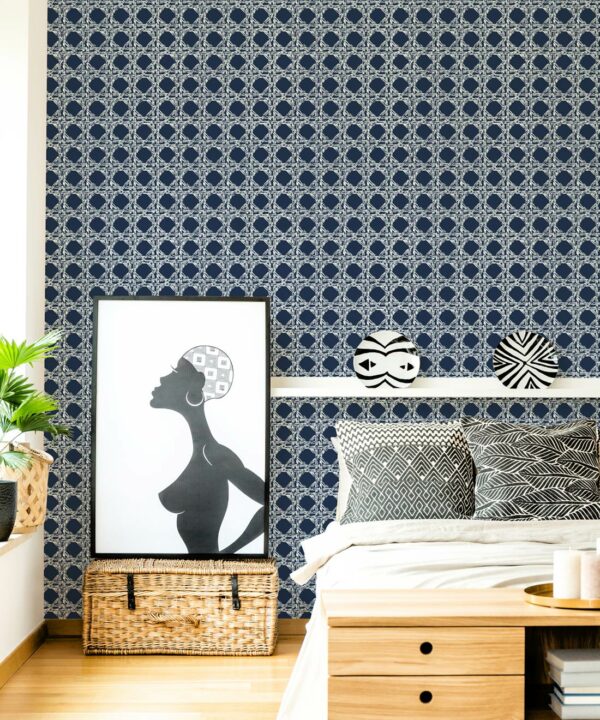 Nevis Wallpaper • Dianne Bergeron • Reverse Navy • Insitu