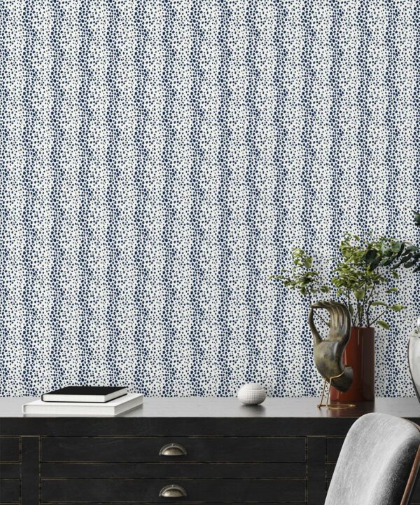 Park Avenue Petite Wallpaper • Dianne Bergeron • Animal Print Wallpaper • Animal Spots Wallpaper • Indigo • Insitu