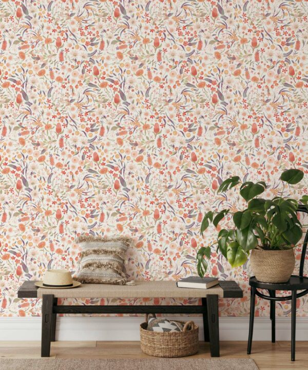 Forest Floral Wallpaper • Ivory • Insitu