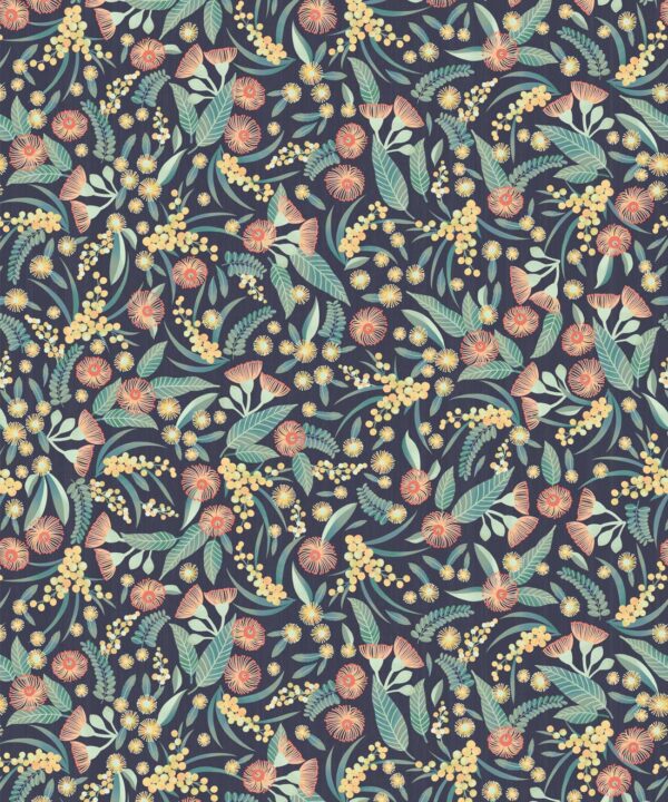 Gum Blossom Wallpaper • Blue Peach • Swatch