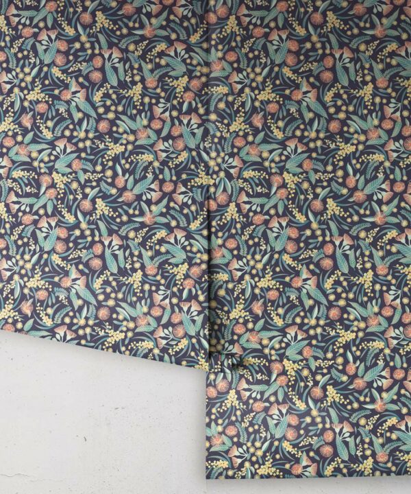 Gum Blossom Wallpaper • Blue Peach • Insitu