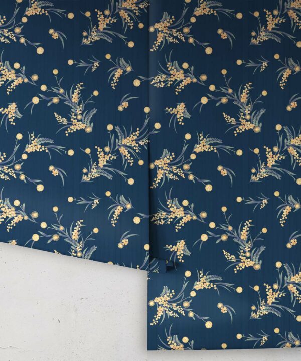 Wattle Wallpaper • Blue • Rolls