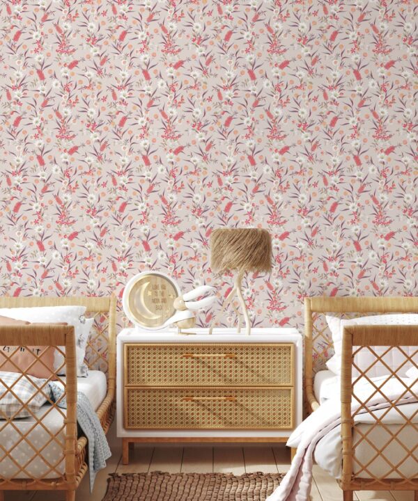 Bottlebrush Wallpaper • Grandmillenial Wallpaper • Brush Bone • Insitu