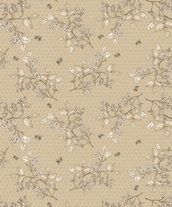 Bee Blossom Wallpaper • Hackney & Co. • Honey • Swatch