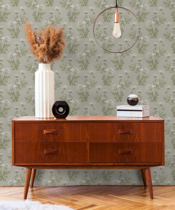 Cicely Wallpaper • Hackney & Co. • French Grey • Insitu