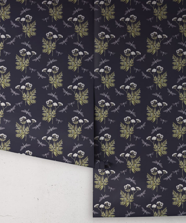 Dancing Mayfly Wallpaper • Hackney & Co. • Navy • Roll