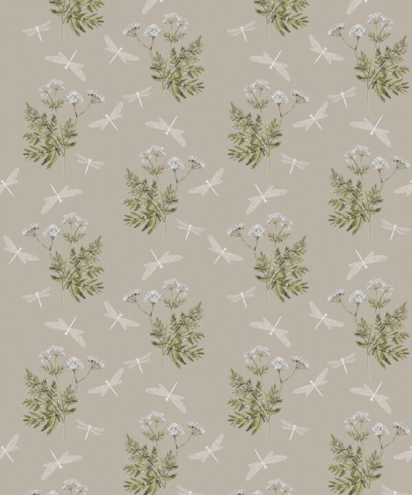 Dancing Mayfly Wallpaper • Hackney & Co. • Stone • Swatch