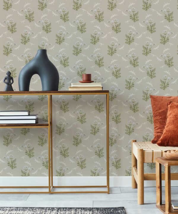 Dancing Mayfly Wallpaper • Hackney & Co. • Stone • Insitu