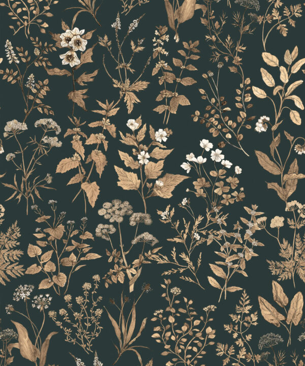 Herb Antique Wallpaper • Hackney & Co. • Forest Green • Swatch