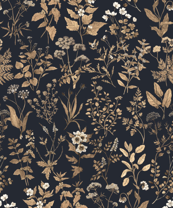 Herb Antique Wallpaper • Hackney & Co. • Navy • Swatch