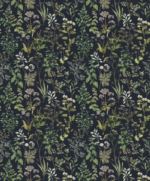 Herbarium Wallpaper • Hackney & Co. • Dark Navy • Swatch