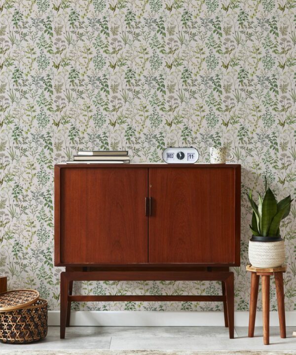 Herbarium Wallpaper • Hackney & Co. • Stone • Insitu