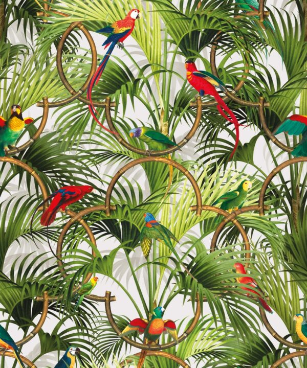 Copacabana Wallpaper • Tropical Bird Wallpaper • Canvas • Swatch